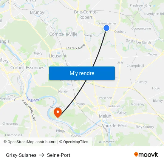 Grisy-Suisnes to Seine-Port map
