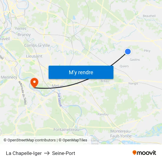 La Chapelle-Iger to Seine-Port map