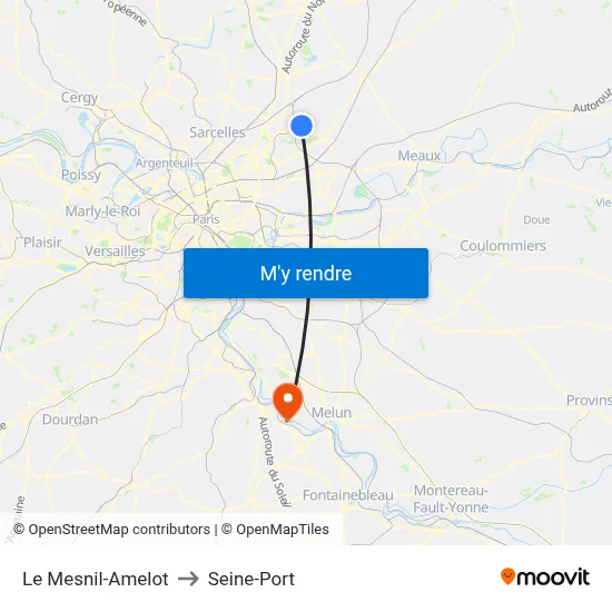 Le Mesnil-Amelot to Seine-Port map