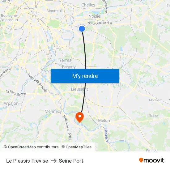 Le Plessis-Trevise to Seine-Port map