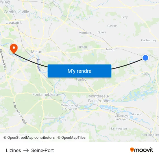 Lizines to Seine-Port map