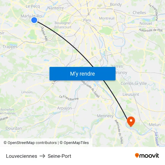 Louveciennes to Seine-Port map