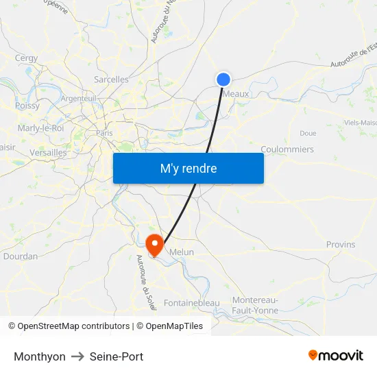 Monthyon to Seine-Port map