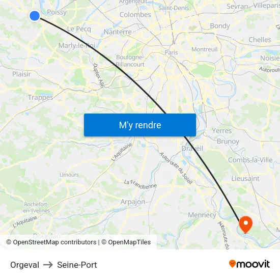 Orgeval to Seine-Port map