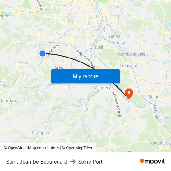 Saint-Jean-De-Beauregard to Seine-Port map