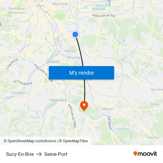 Sucy-En-Brie to Seine-Port map