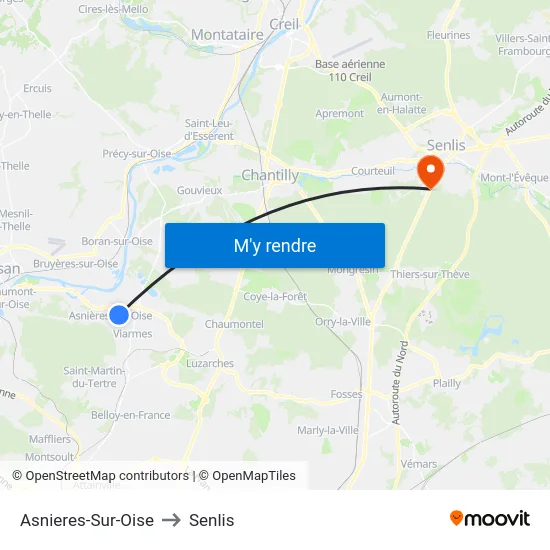 Asnieres-Sur-Oise to Senlis map