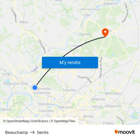 Beauchamp to Senlis map
