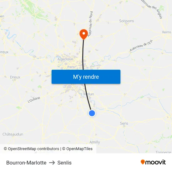 Bourron-Marlotte to Senlis map