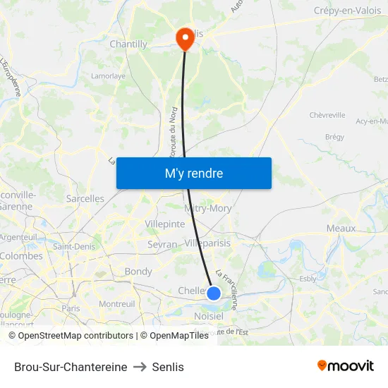 Brou-Sur-Chantereine to Senlis map