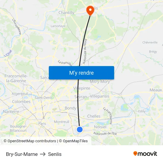 Bry-Sur-Marne to Senlis map