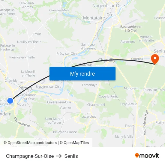 Champagne-Sur-Oise to Senlis map