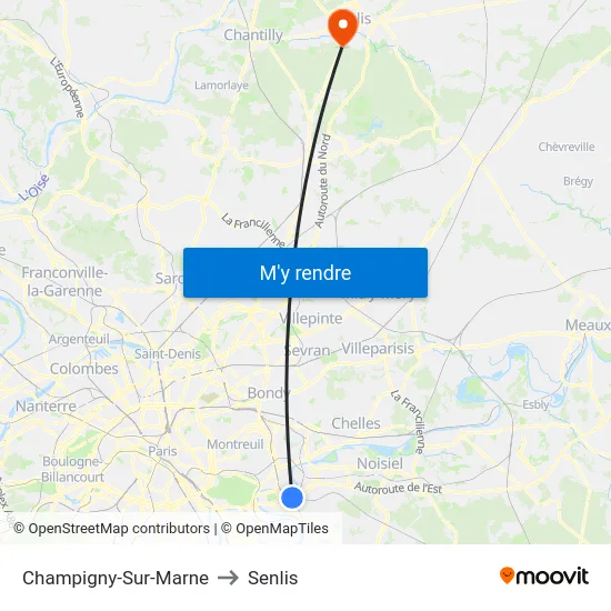 Champigny-Sur-Marne to Senlis map