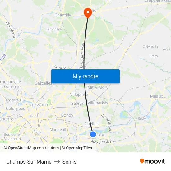 Champs-Sur-Marne to Senlis map