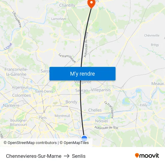 Chennevieres-Sur-Marne to Senlis map