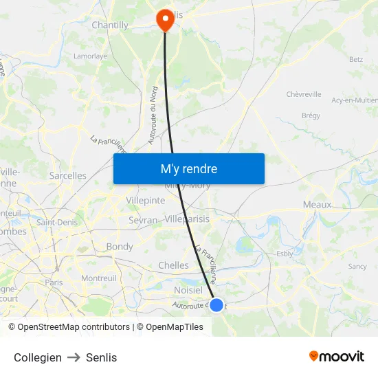 Collegien to Senlis map