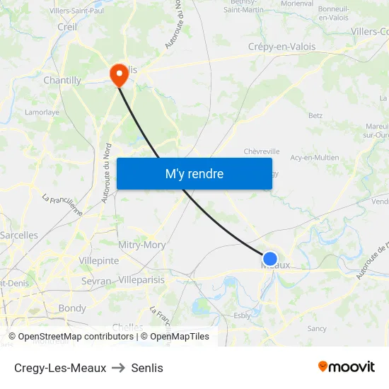 Cregy-Les-Meaux to Senlis map