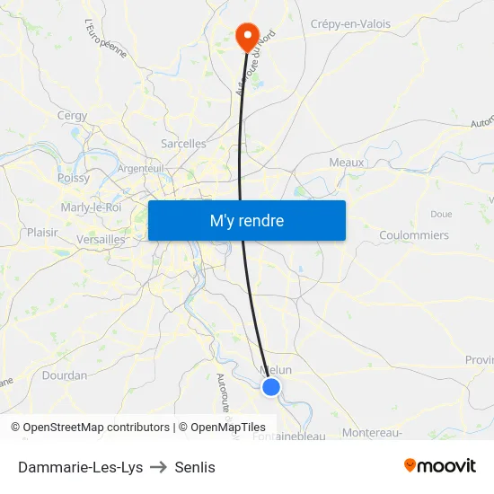 Dammarie-Les-Lys to Senlis map