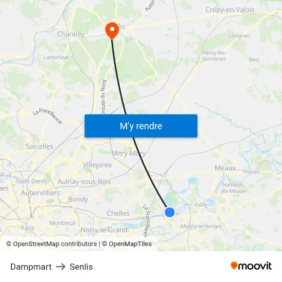 Dampmart to Senlis map