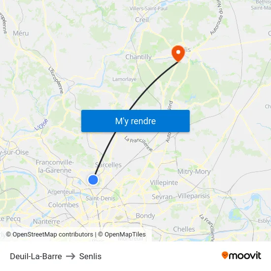 Deuil-La-Barre to Senlis map