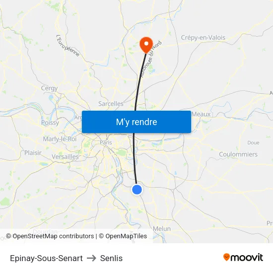 Epinay-Sous-Senart to Senlis map