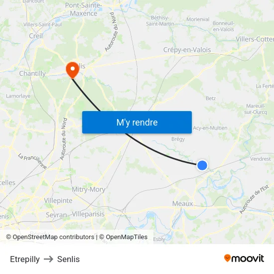 Etrepilly to Senlis map