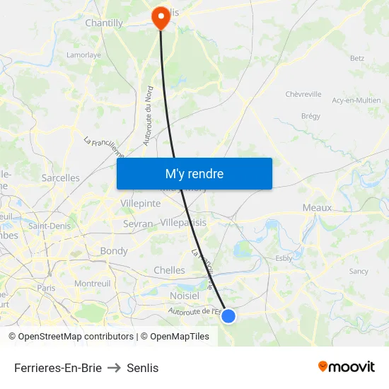 Ferrieres-En-Brie to Senlis map