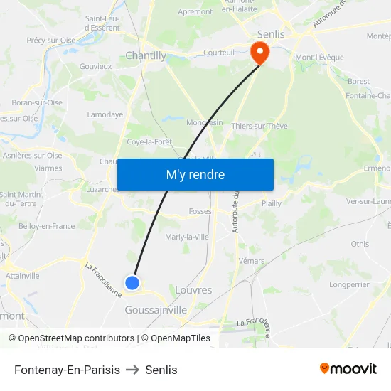 Fontenay-En-Parisis to Senlis map