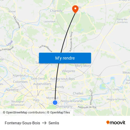 Fontenay-Sous-Bois to Senlis map
