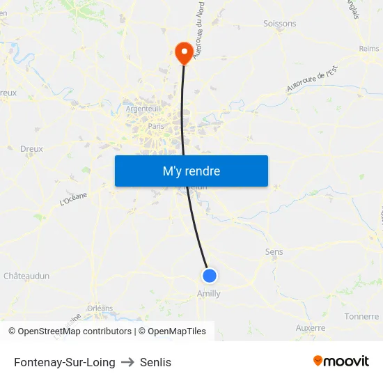 Fontenay-Sur-Loing to Senlis map