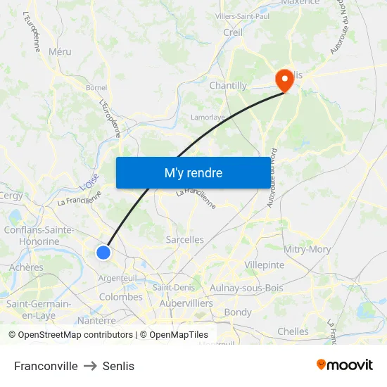 Franconville to Senlis map