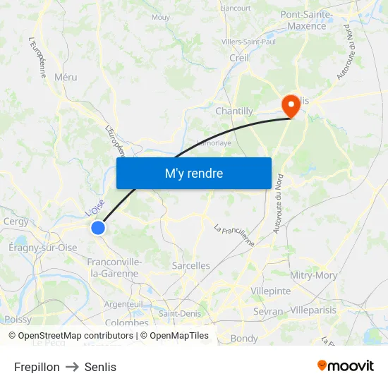 Frepillon to Senlis map