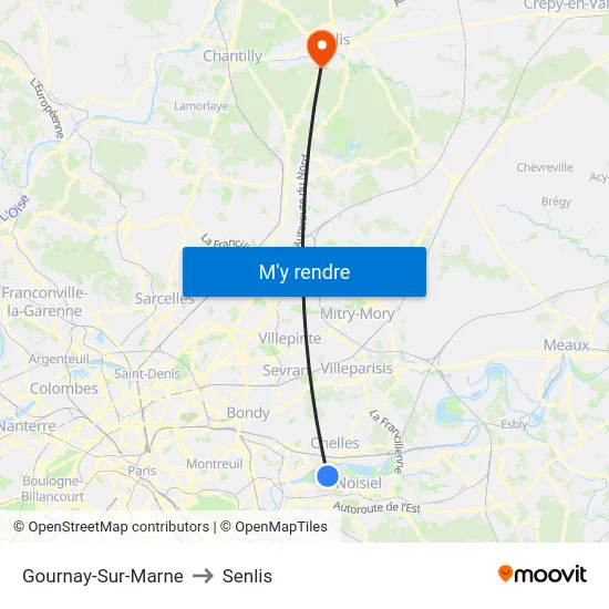 Gournay-Sur-Marne to Senlis map