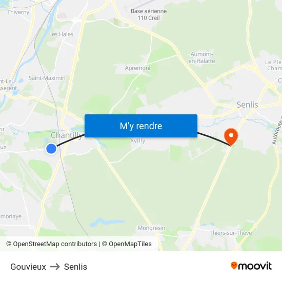 Gouvieux to Senlis map