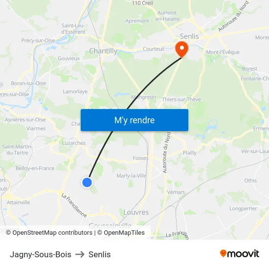 Jagny-Sous-Bois to Senlis map