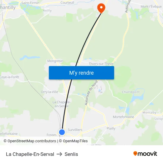 La Chapelle-En-Serval to Senlis map