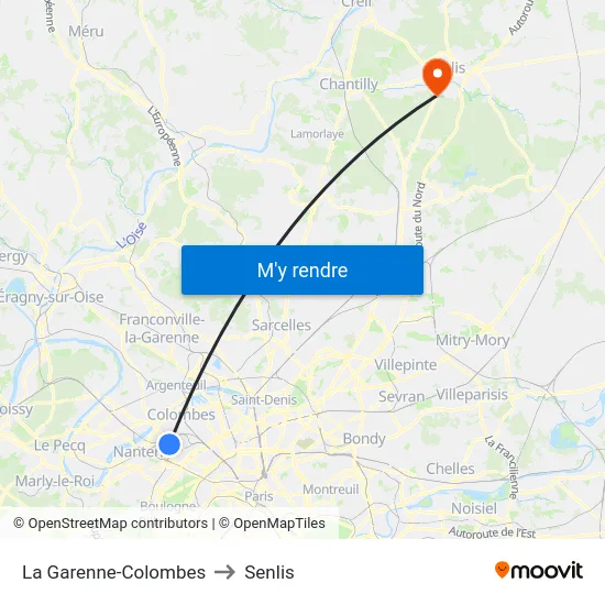 La Garenne-Colombes to Senlis map
