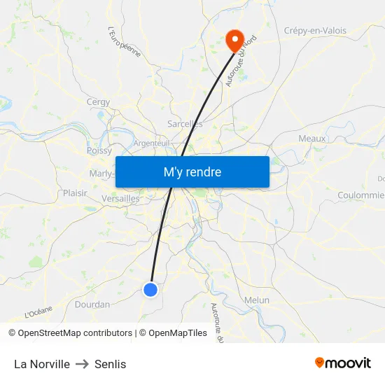 La Norville to Senlis map