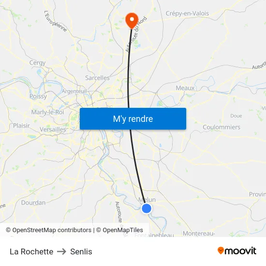 La Rochette to Senlis map