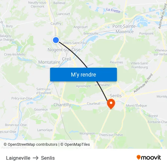 Laigneville to Senlis map
