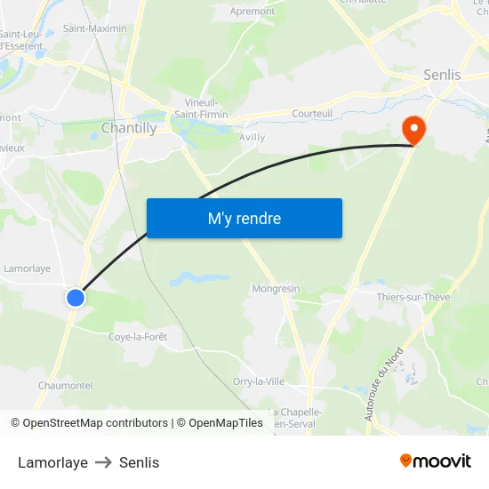 Lamorlaye to Senlis map