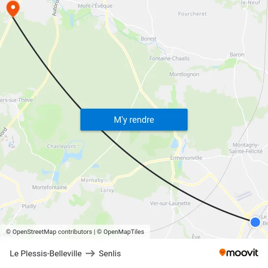 Le Plessis-Belleville to Senlis map