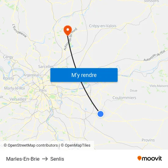 Marles-En-Brie to Senlis map
