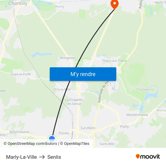 Marly-La-Ville to Senlis map