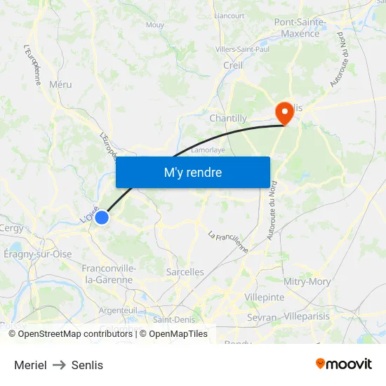 Meriel to Senlis map