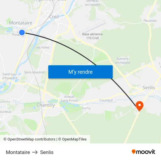 Montataire to Senlis map