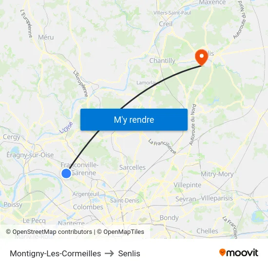 Montigny-Les-Cormeilles to Senlis map