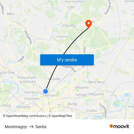 Montmagny to Senlis map