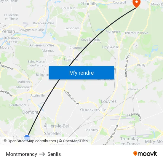 Montmorency to Senlis map