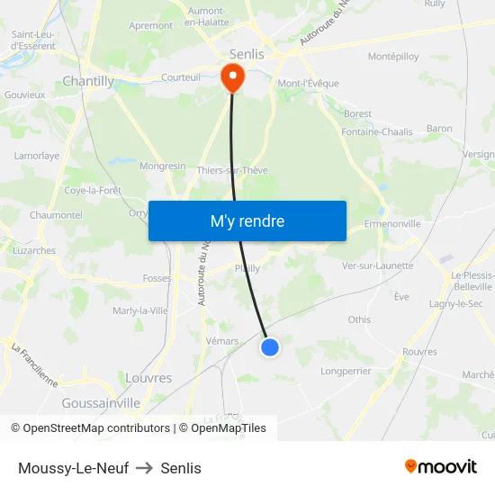 Moussy-Le-Neuf to Senlis map